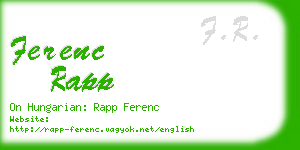 ferenc rapp business card